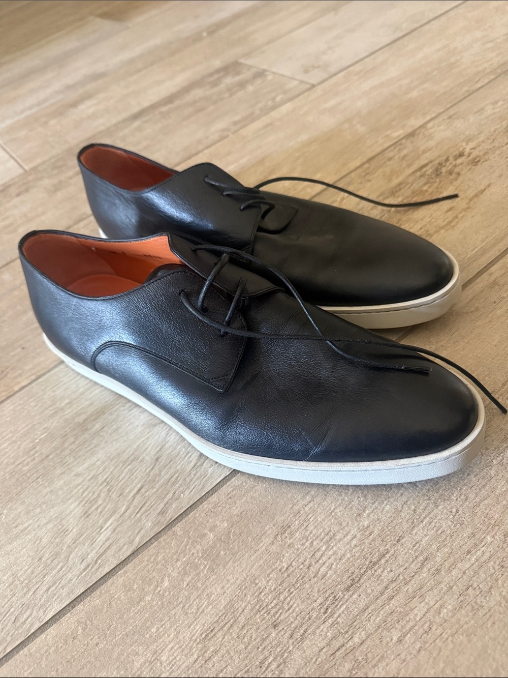 Santoni Men’s Black Leather Lace-Up Sneaker Derby Size 10 EUC - Picture 6 of 12